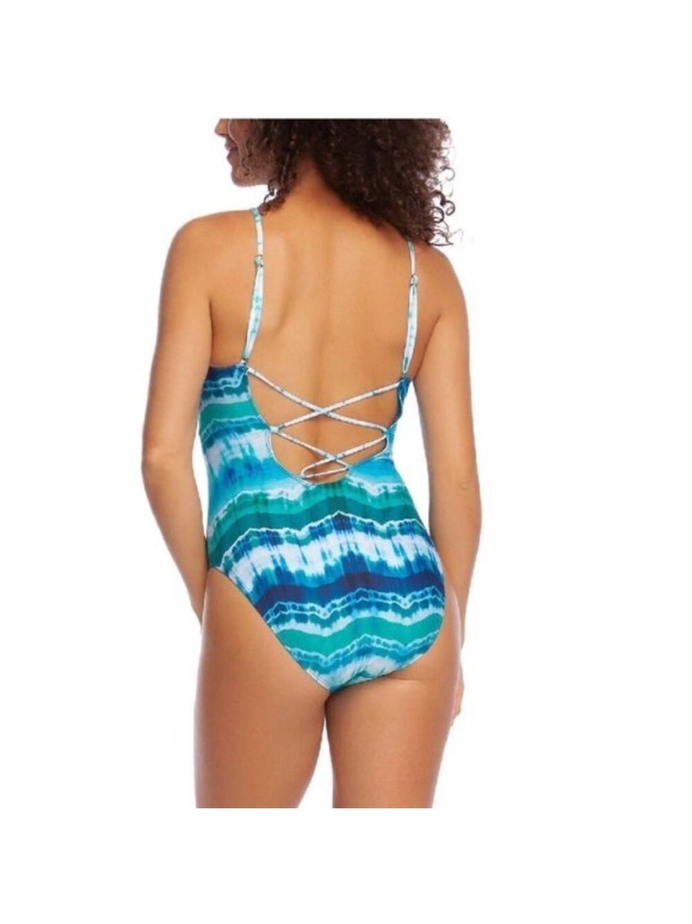 La Blanca Global Tie Dye Lace High Neck One Piece Swimsuit
